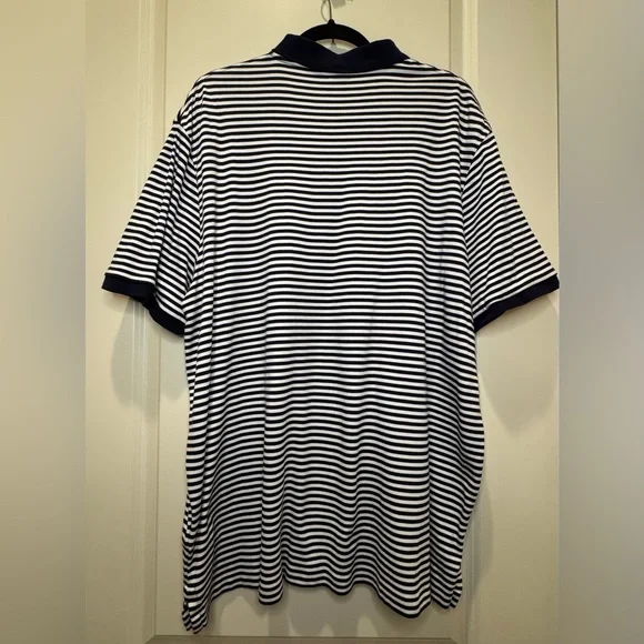 Polo Ralph Lauren Classic Fit Soft Cotton Polo Shirt XXL Navy/White Striped EUC - Picture 3 of 13